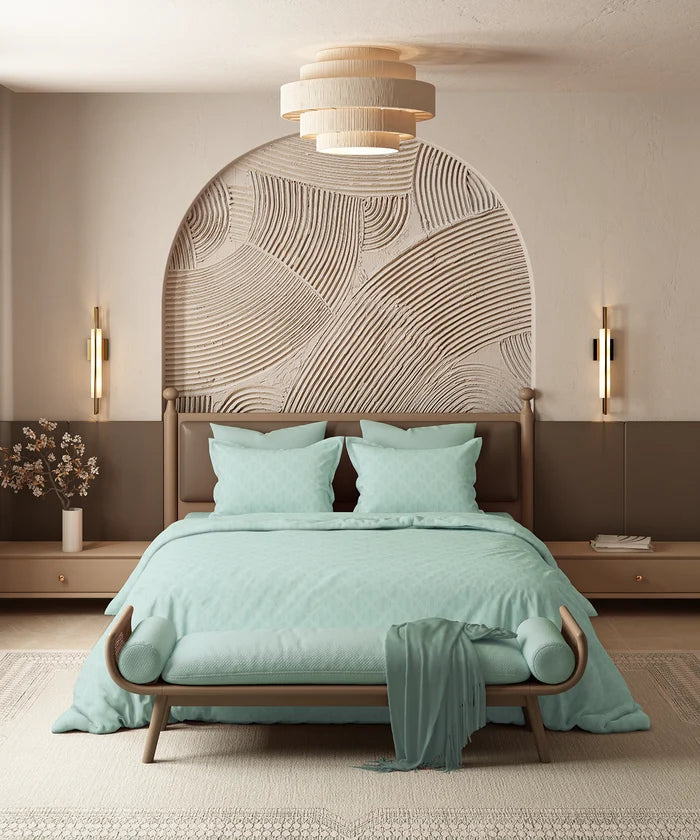 Home Essential Pastel Poetry Geo Bedsheet, Aldo Tiffany|144TC Cotton| 2 Pillow Covers