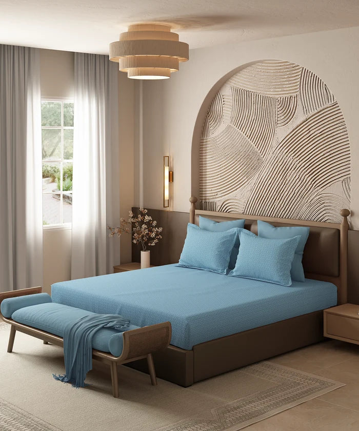 Home Essential Pastel Poetry Geo Bedsheet, Maison Copenhagen|144TC Cotton| 2 Pillow Covers