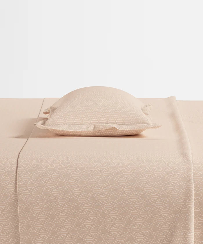 Home Essential Pastel Poetry Geo Bedsheet, Maison Marmalade|144TC Cotton| 2 Pillow Covers