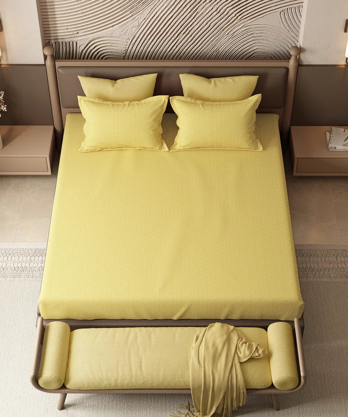 Home Essential Pastel Poetry Geo King Bedsheet, Maison Daisy|144TC Cotton| 2 Pillow Covers