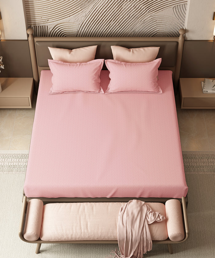 Home Essential Pastel Poetry Geo King Bedsheet, Maison Peony|144TC Cotton| 2 Pillow Covers