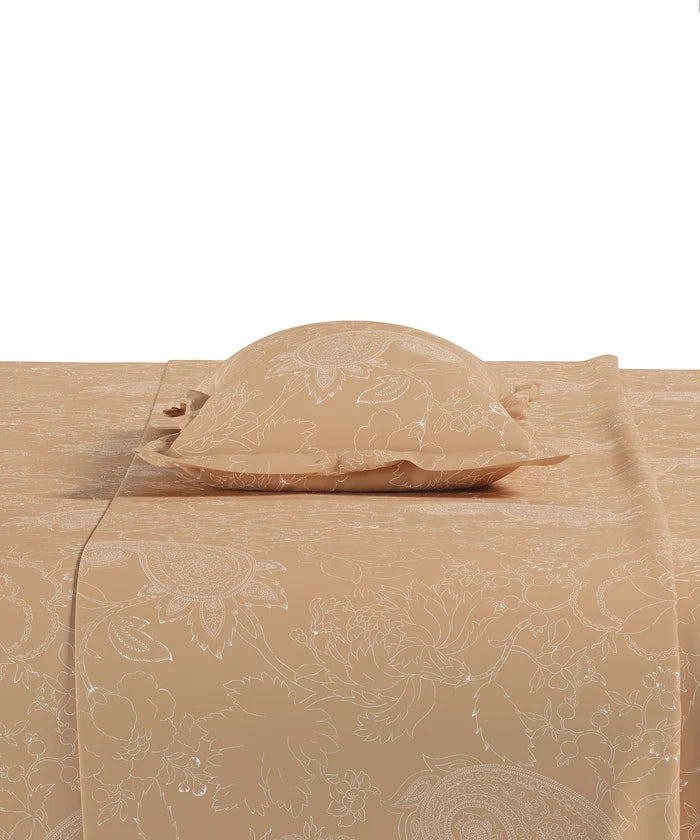 Home Essential Pastel Poetry King Bedsheet Set, Antra Amber|144TC Cotton| 2 Pillow Covers