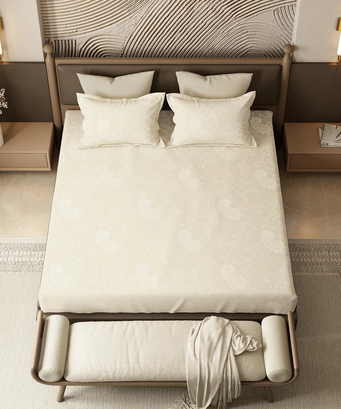 Home Essential Pastel Poetry  King  Bedsheet Set, Antra Butter|144TC Cotton| 2 Pillow Covers