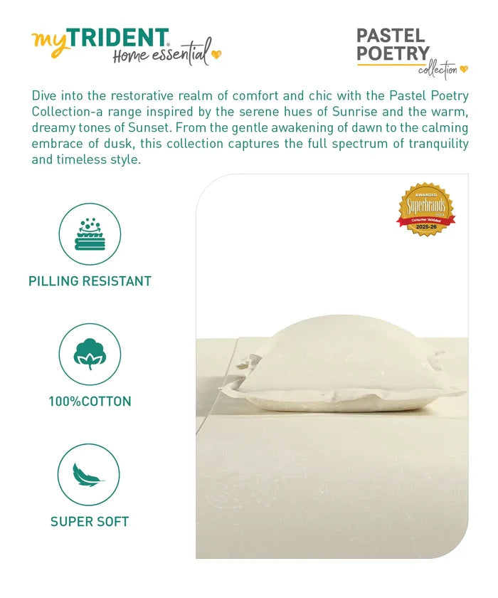 Home Essential Pastel Poetry  King  Bedsheet Set, Antra Butter|144TC Cotton| 2 Pillow Covers