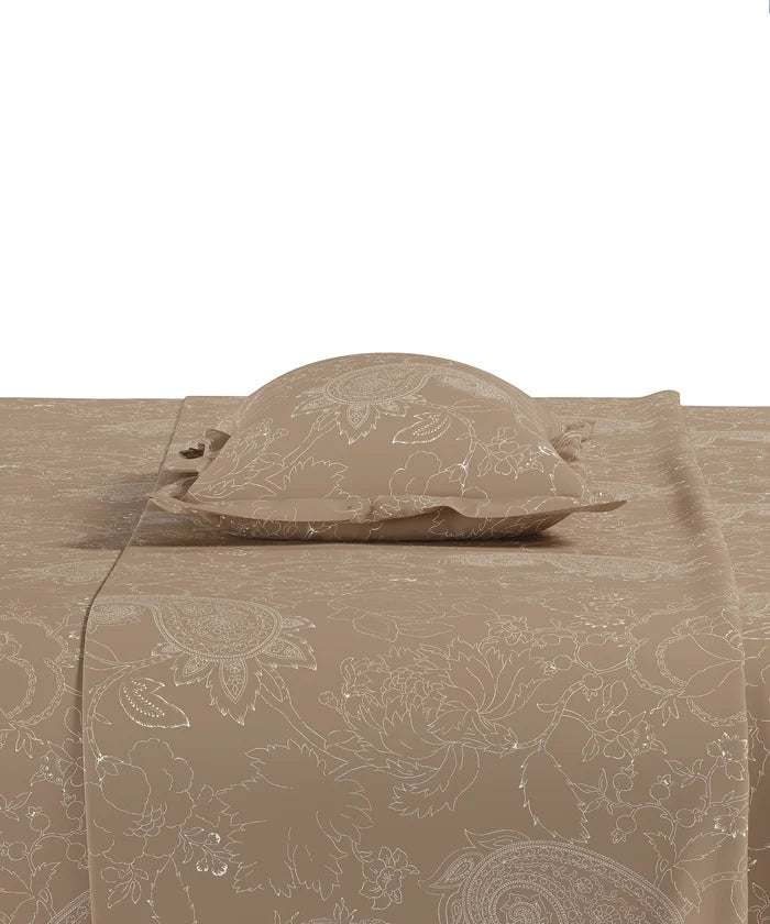 Home Essential Pastel Poetry King Bedsheet Set, Antra Roast|144TC Cotton| 2 Pillow Covers