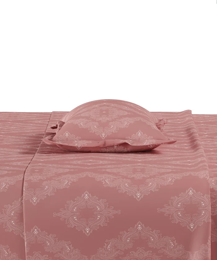 Home Essential Pastel Poetry King Bedsheet Set, Sanjh Berry|144TC Cotton| 2 Pillow Covers