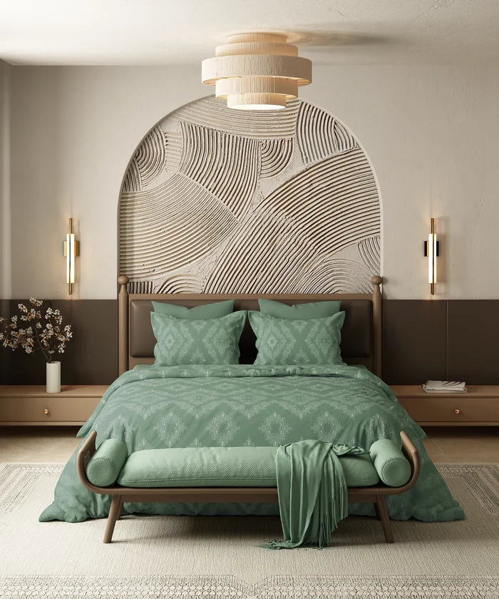 Home Essential Pastel Poetry King Bedsheet Set,Sanjh Jade|144TC Cotton| 2 Pillow Covers