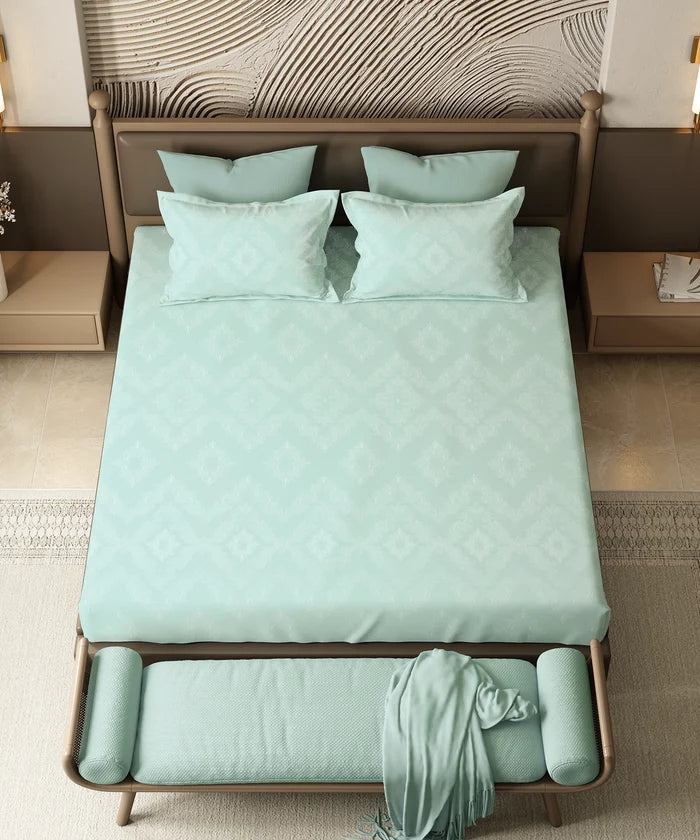 Home Essential Pastel Poetry King Bedsheet Set,Sanjh Mist|144TC Cotton| 2 Pillow Covers