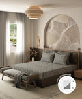 Home Essential Pastel Poetry King Fitted Bedsheet Set, Sanjh Steel|144TC Cotton| 2 Pillow Covers