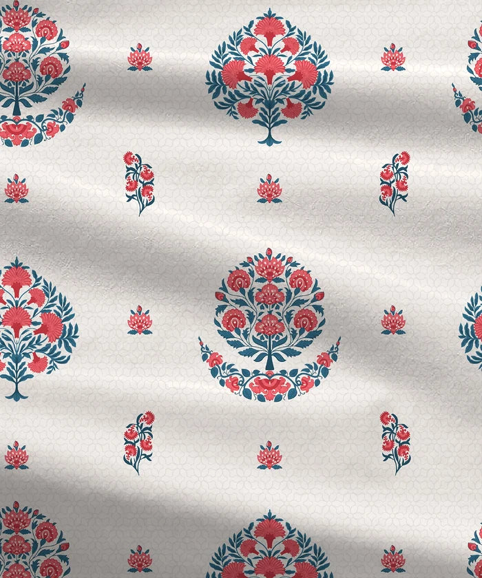 Home Essential Royal Bloom Queen Bedsheet Set, Lindon Blue| 144TC Cotton| 2 Pillow Covers