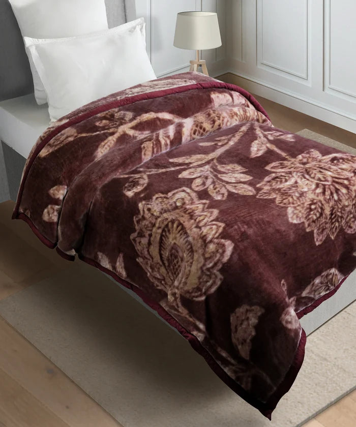 Home Essential Soft Sanctuary 1 Ply Single Flannel Blanket,Nora|1.8 KG