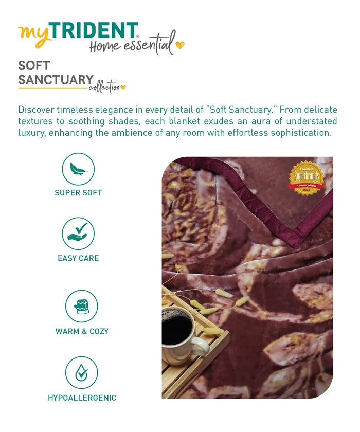 Home Essential Soft Sanctuary 1 Ply Single Flannel Blanket,Nora|1.8 KG