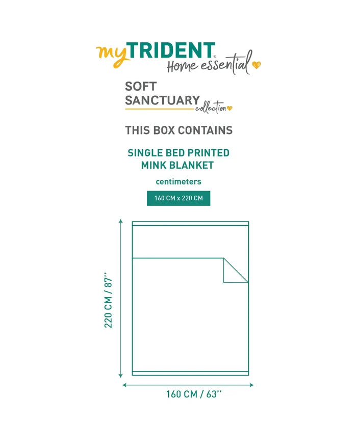 Home Essential Soft Sanctuary 1 Ply Single Flannel Blanket,Nora|1.8 KG