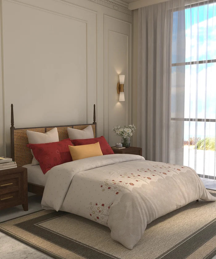 Home Essential Suzani Bedding Set, Zulfiyan|144 TC Cotton| 4 Pc Set