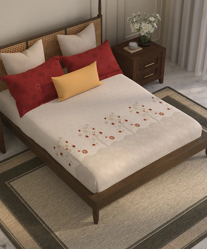 Home Essential Suzani Bedding Set, Zulfiyan|144 TC Cotton| 4 Pc Set