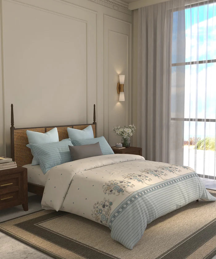 Home Essential  Suzani King Bedsheet, Resham Raag|144TC Cotton| 2 Pillow Covers