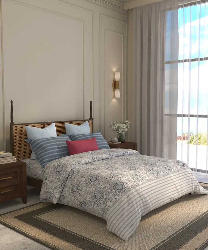 Home Essential  Suzani King Bedsheet, Vata Stuti|144TC Cotton| 2 Pillow Covers