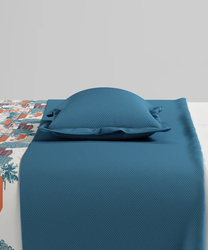 Home Essentials Namaste Bharat Bedding Set, Chhetinad Blue| 144 TC Cotton|4 Pc Set
