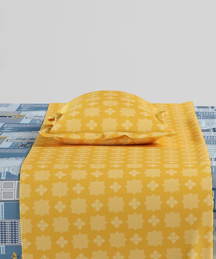 Home Essentials Namaste Bharat Bedding Set, Dakshin Dwaar Blue | 144 TC Cotton|4 Pc Set