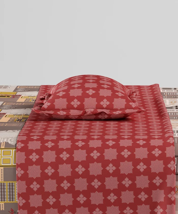 Home Essentials Namaste Bharat Bedding Set, Dakshin Dwaar Brown | 144 TC Cotton|4 Pc Set