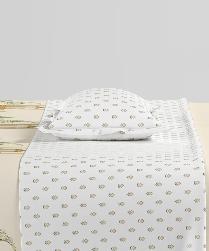 Home Essentials Namaste Bharat Bedding Set, Vatsalya Orche| 144 TC Cotton|4 Pc Set