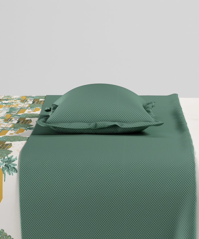Home Essentials Namaste Bharat King Bedsheet Set, Chhetinad Green |144 TC Cotton| 2 Pillow Covers