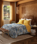 Home Essentials Namaste Bharat King Bedsheet Set, Dakshin Dwaar Blue |144 TC Cotton| 2 Pillow Covers