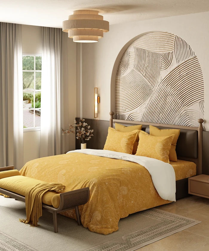 Home Essentials Pastel Poetry Bedding Set, Antra Sun| 144 TC Cotton|4 Pc Set