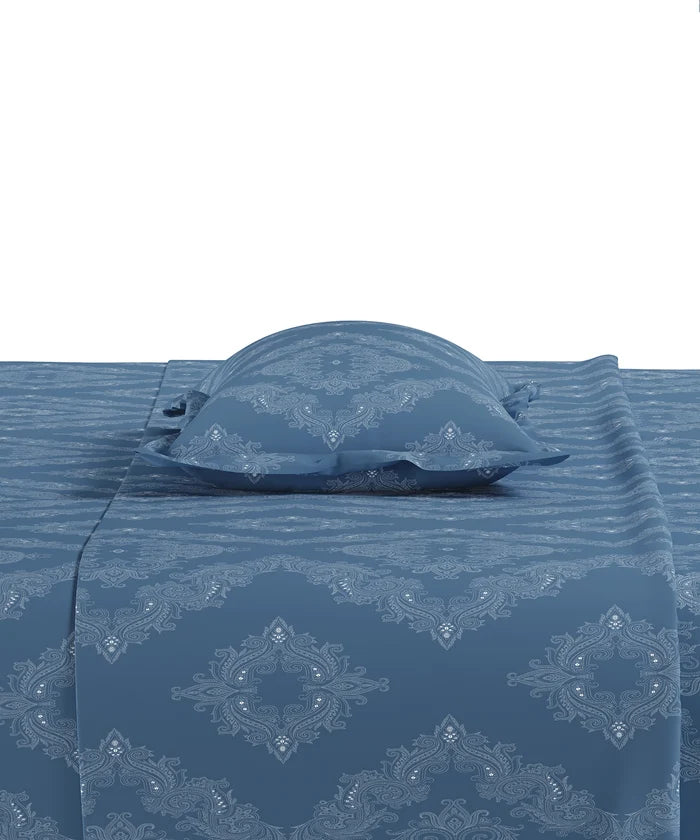 Home Essentials Pastel Poetry Bedding Set, Sanjh Denim| 144 TC Cotton|4 Pc Set