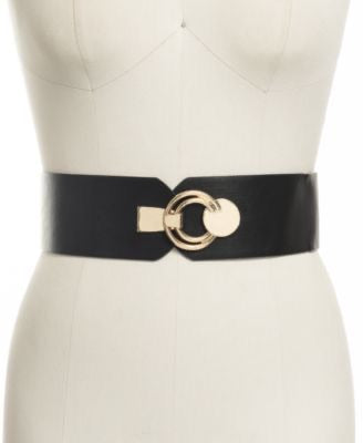 INC Interlocking Circle Faux Leather Stretch Belt,  White, S/M - Machann.com