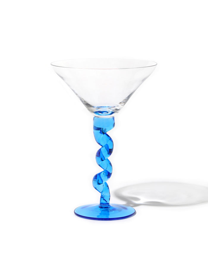 Spiral Stem Martini Glass, Blue