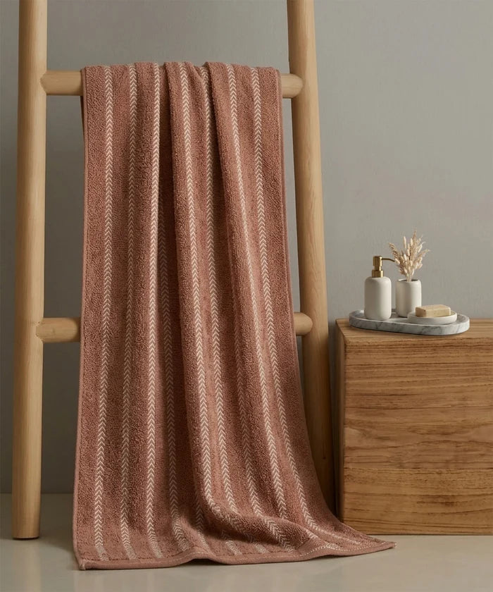 Indulgence By The FirePlace Bath Towel, Super Soft, Intricate Design, 600 GSM, Ginger
