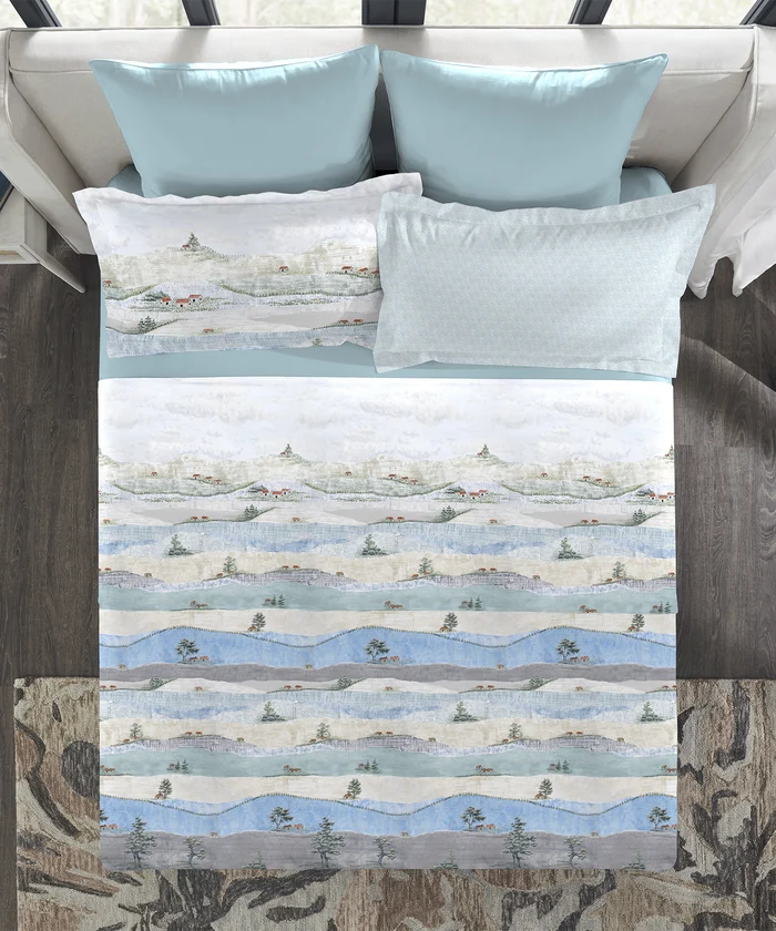 Indulgence Painterly Pattern King Bedsheet Set, Hillside Harvest|300 TC Cotton| 4 Pillow Covers