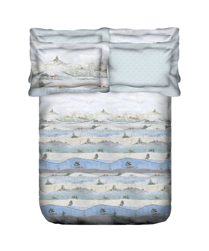 Indulgence Painterly Pattern King Bedsheet Set, Hillside Harvest|300 TC Cotton| 4 Pillow Covers