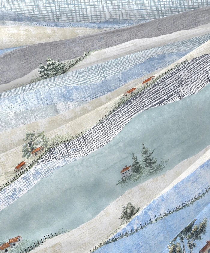Indulgence Painterly Pattern King Bedsheet Set, Hillside Harvest|300 TC Cotton| 4 Pillow Covers