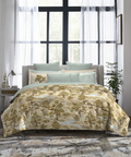 Indulgence Painterly Pattern King Bedsheet Set, Whispering Forest|300 TC Cotton| 4 Pillow Covers