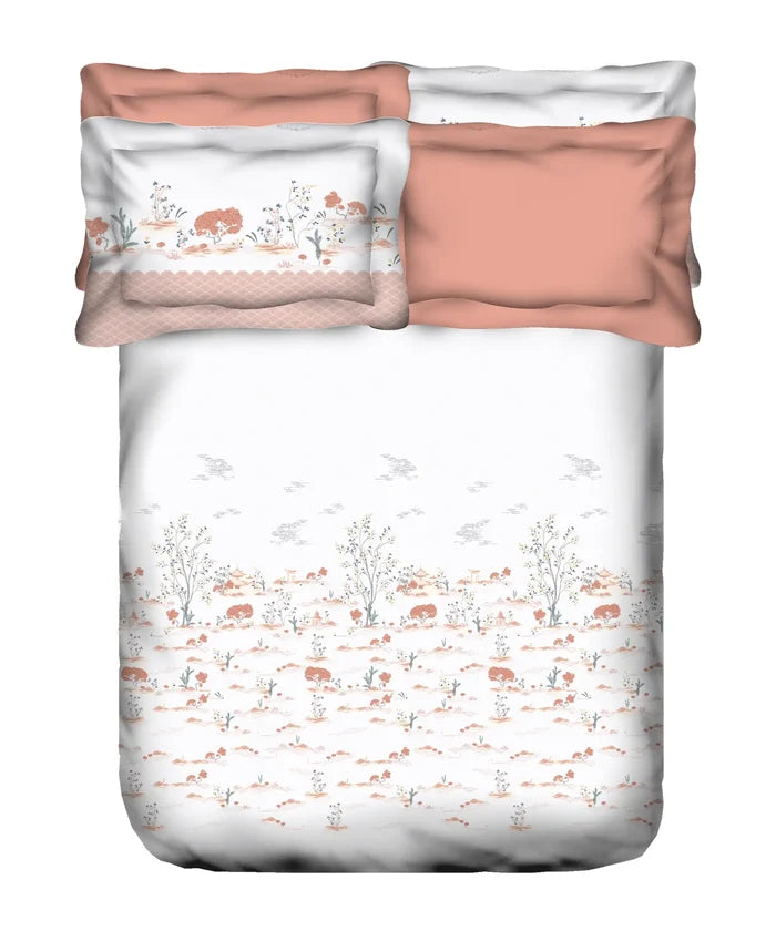 Indulgence Printed King Bedsheet Set, Forest Muse| 300TC Cotton| 4 Pillow Covers
