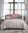 Indulgence Printed King Bedsheet Set, Orbella| 300TC, Cotton| 4 Pillow Covers