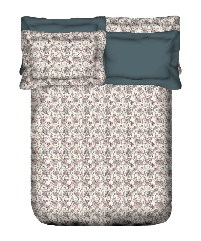 Indulgence Printed King Bedsheet Set, Orbella| 300TC, Cotton| 4 Pillow Covers