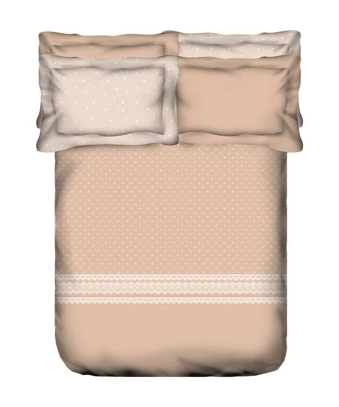 Indulgence Symphony of Threads King Bedsheet Set, Almond Peach| 300 TC Kasturi Cotton|4 Pillow Covers