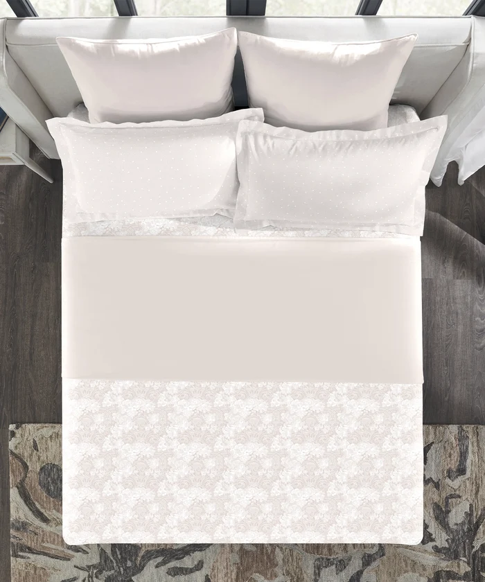 Indulgence Symphony of Threads King Bedsheet Set, Perfectly Pale| 300 TC Kasturi Cotton|4 Pillow Covers