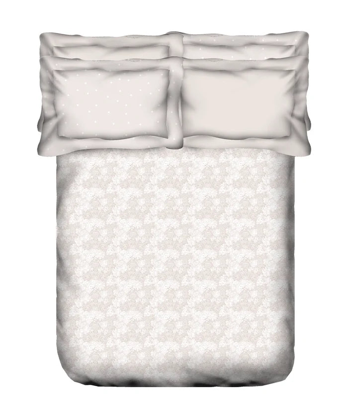 Indulgence Symphony of Threads King Bedsheet Set, Perfectly Pale| 300 TC Kasturi Cotton|4 Pillow Covers