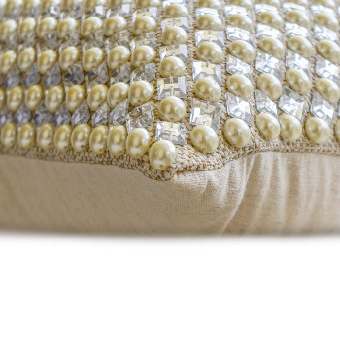Ivory & Clear Jacquard Throw Pillow Cover - Pearl Prism