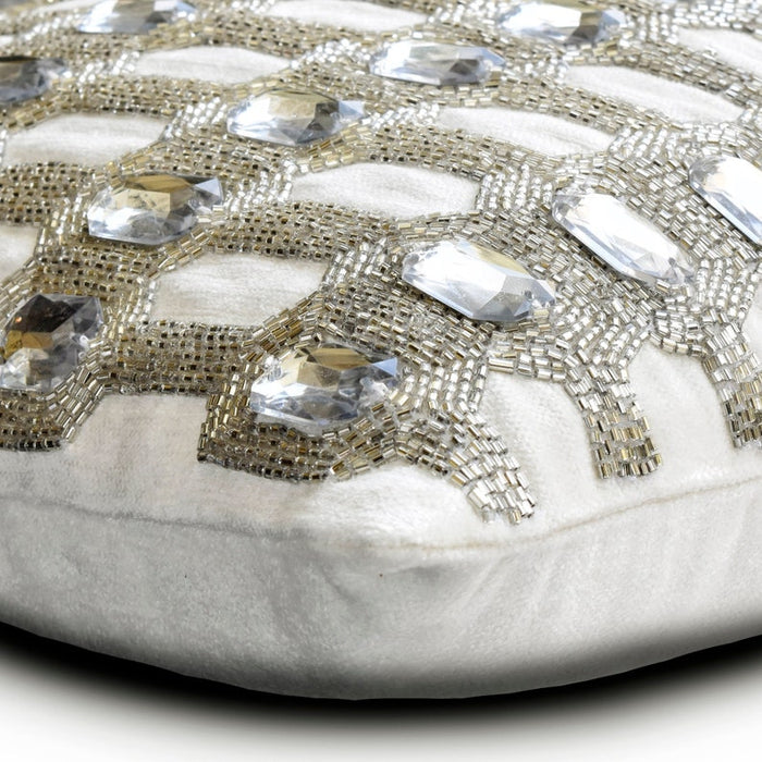 Jewel Sparkler - Grey Velvet Throw Pillow Cover