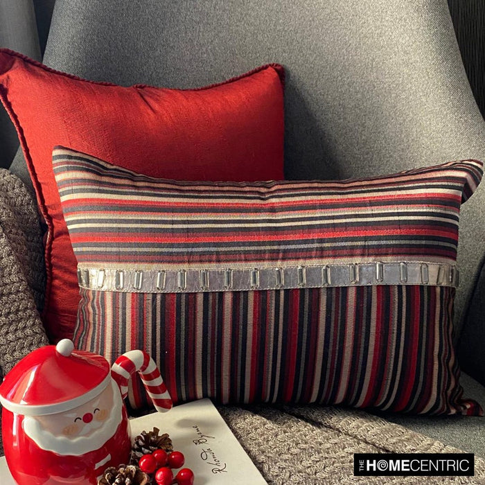 Jimmy James - Red Jacquard Lumbar Pillow Cover