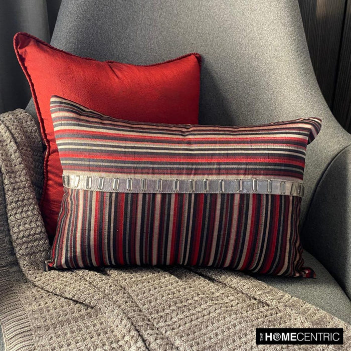 Jimmy James - Red Jacquard Lumbar Pillow Cover