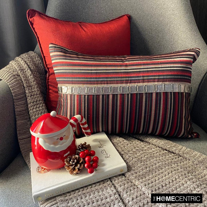 Jimmy James - Red Jacquard Lumbar Pillow Cover