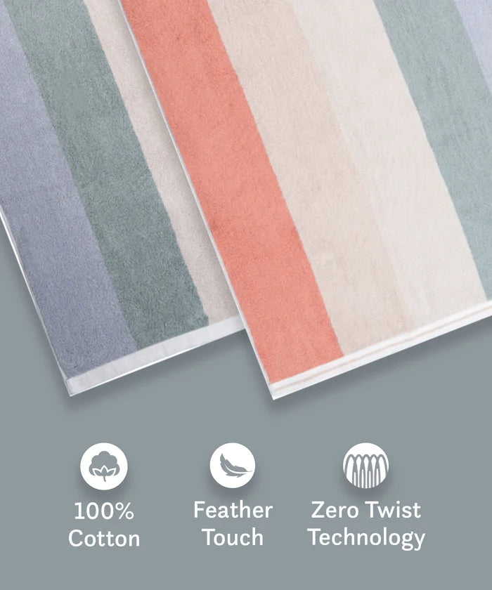 Juniors 2 Pc Hand Towel Set, Stripe| 550 GSM | 100% Premium Cotton