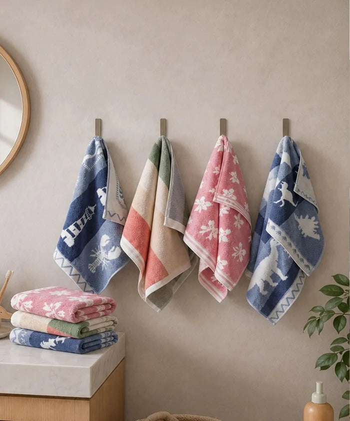 Juniors 2 Pc Hand Towel Set, Stripe| 550 GSM | 100% Premium Cotton