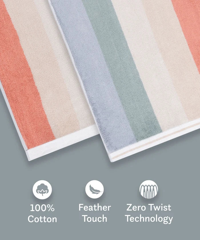 Juniors 2 Pc Hand Towel Set, Stripe| 550 GSM | 100% Premium Cotton